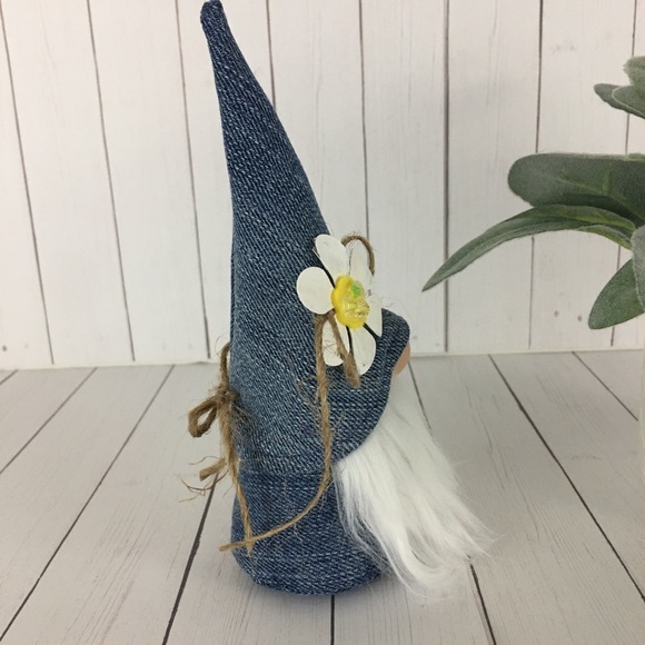 ❌SOLD ❌Daisy Denim Gnome Handmade Blue Yellow Jute Silver Key Charm Farmhouse - Picture 6 of 15
